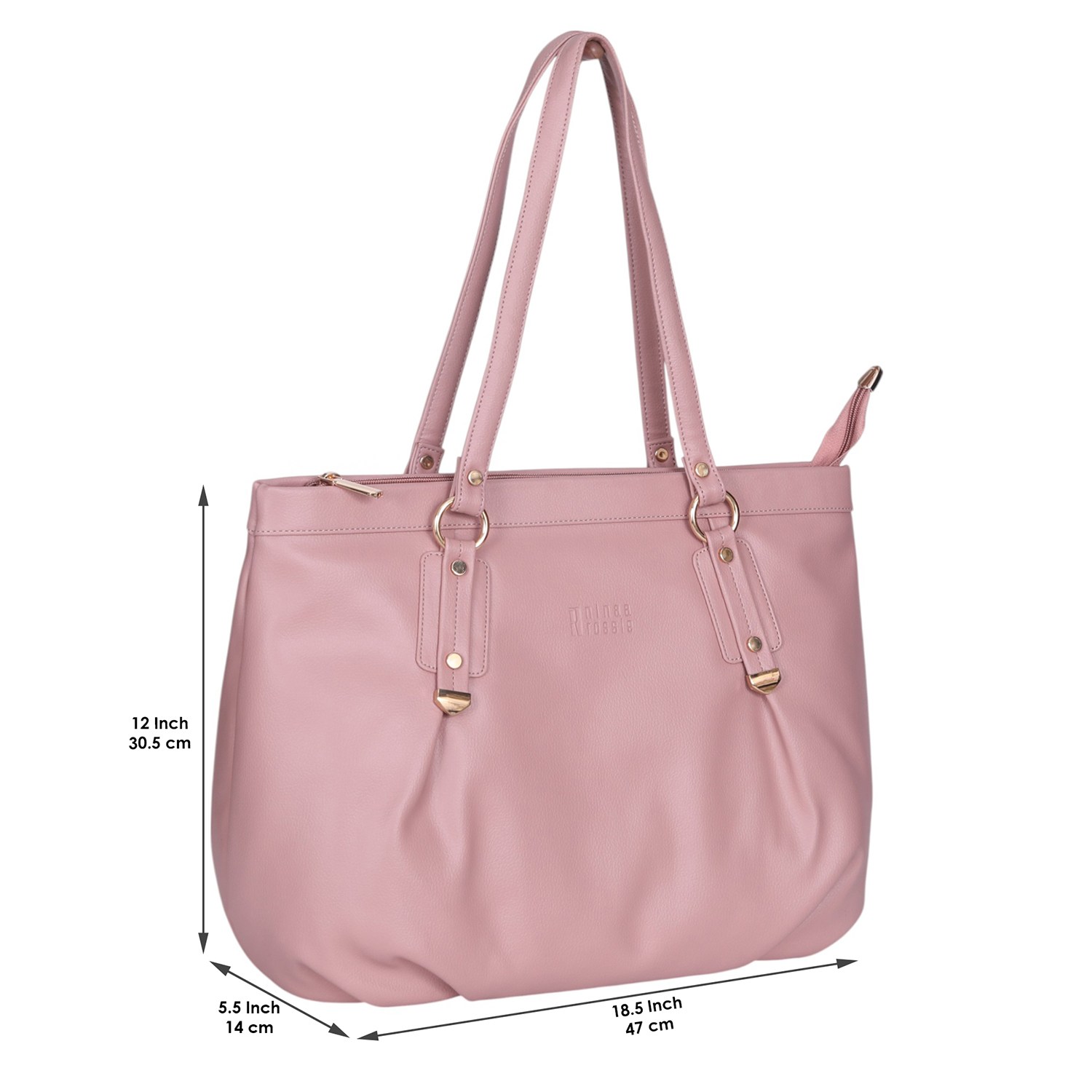 Ninaa Rossie Pink Faux Leather Tote Bag