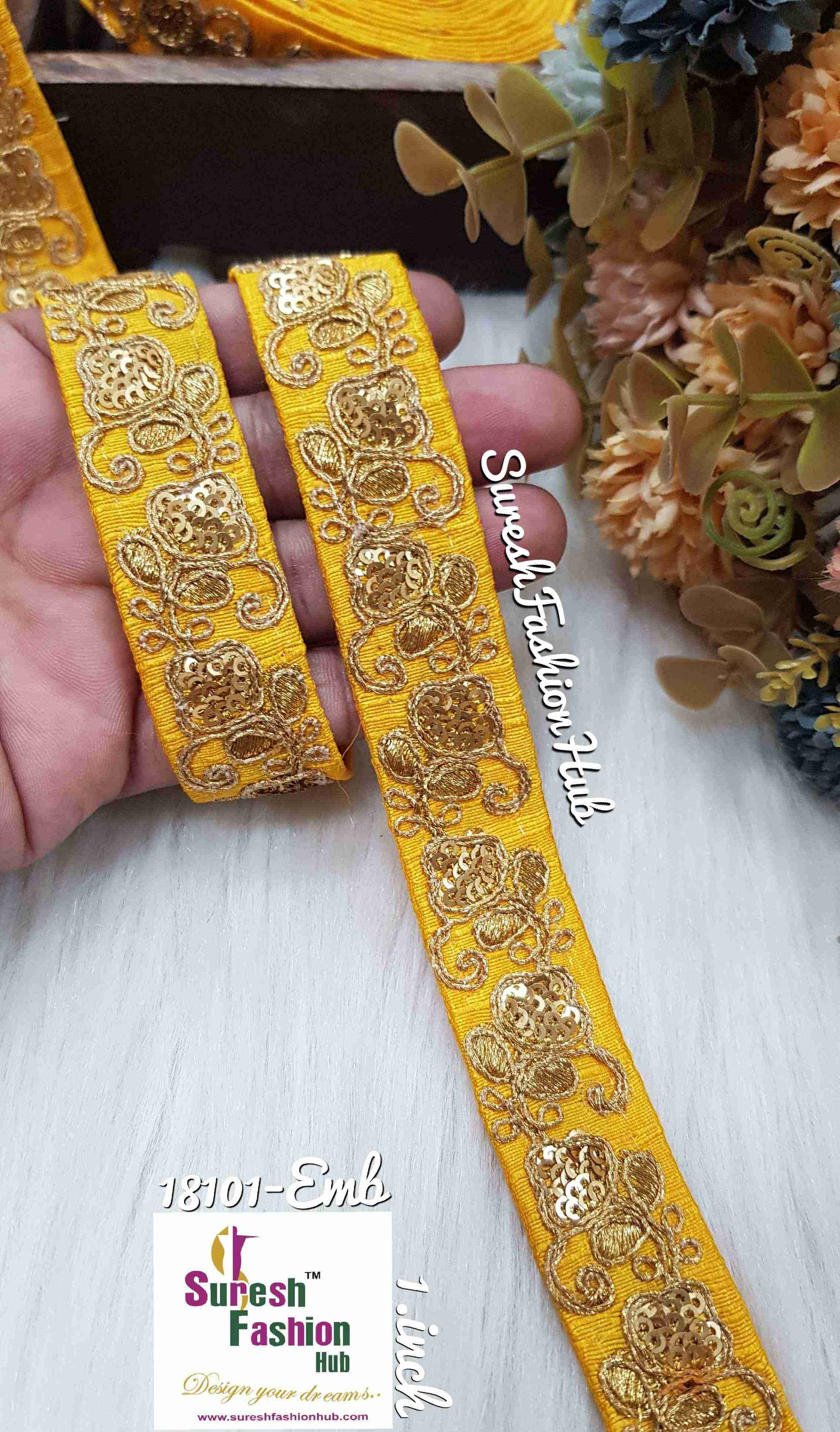 Yellow Luxe zari Embroidered Lace