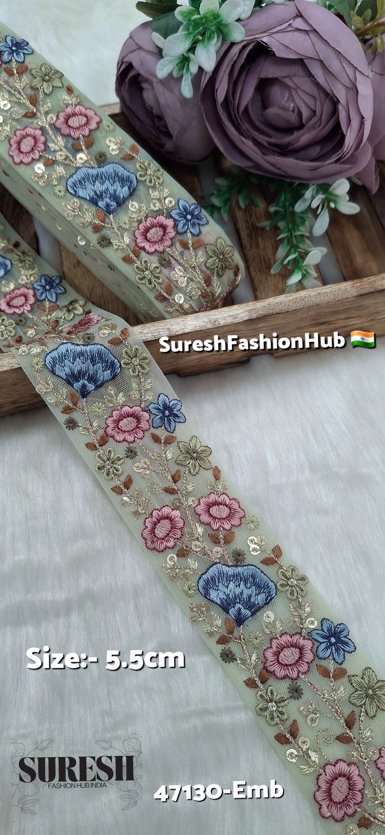 Pista Net Multi-Thread Floral Embroidery Lace