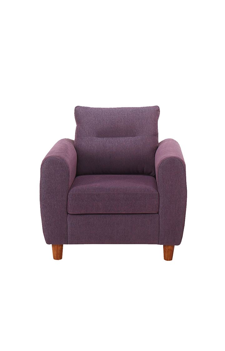 neudot Scott Single Seater Fabric Sofa | Premium Fabric Sofa | Padded Cushioned Armrest | Solid Wood Leg - Paradise Purple