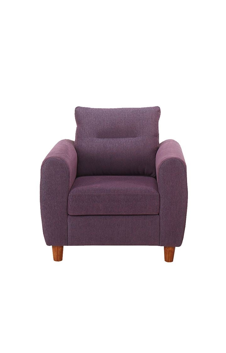 neudot Scott Single Seater Fabric Sofa | Premium Fabric Sofa | Padded Cushioned Armrest | Solid Wood Leg - Paradise Purple