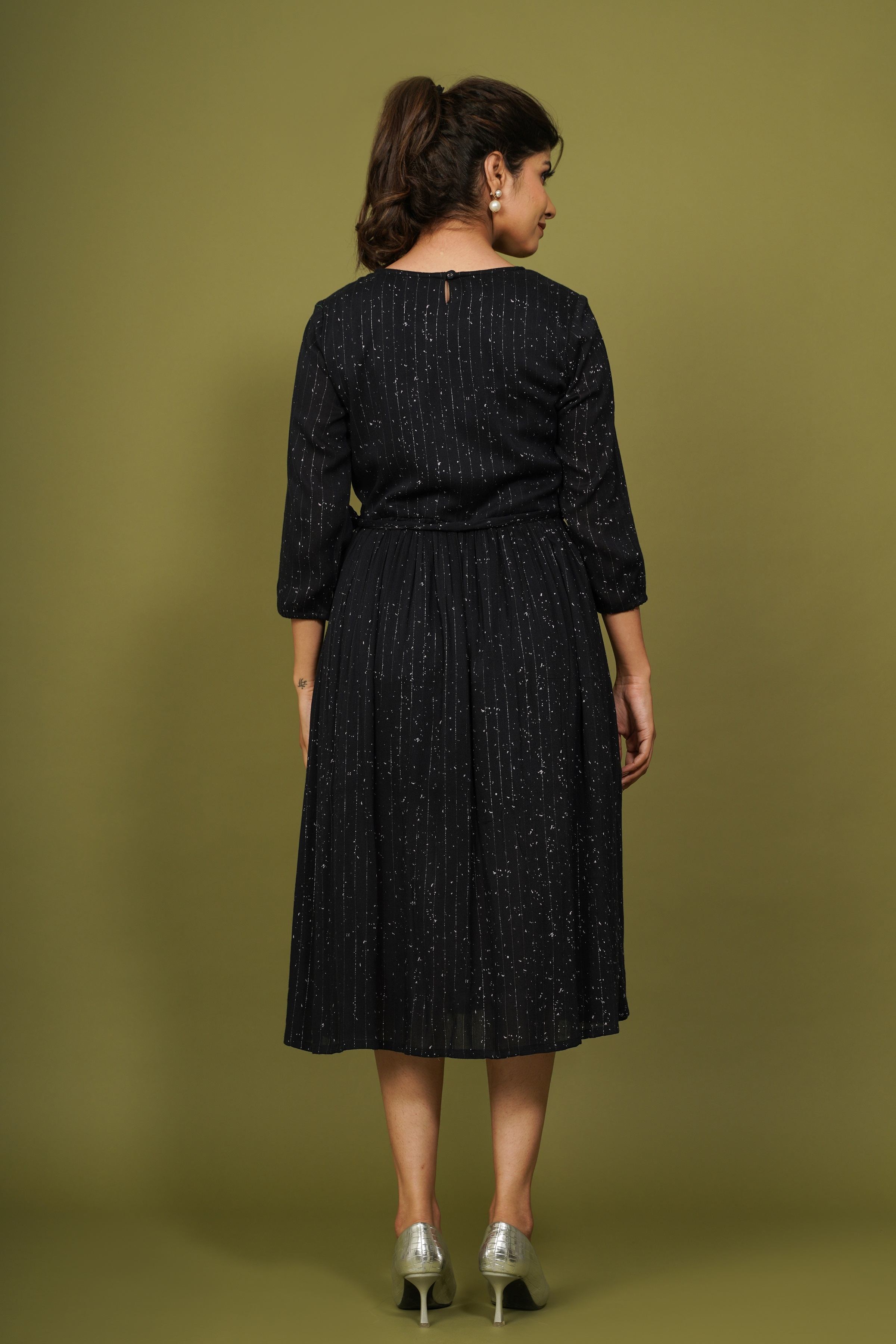 blue A-line dress