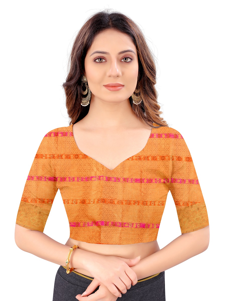 AWRIYA Presents RUBY golden colour saree with woven work on cotton_silk fabric zari_woven designer banarasi-sarees with Blouse piece