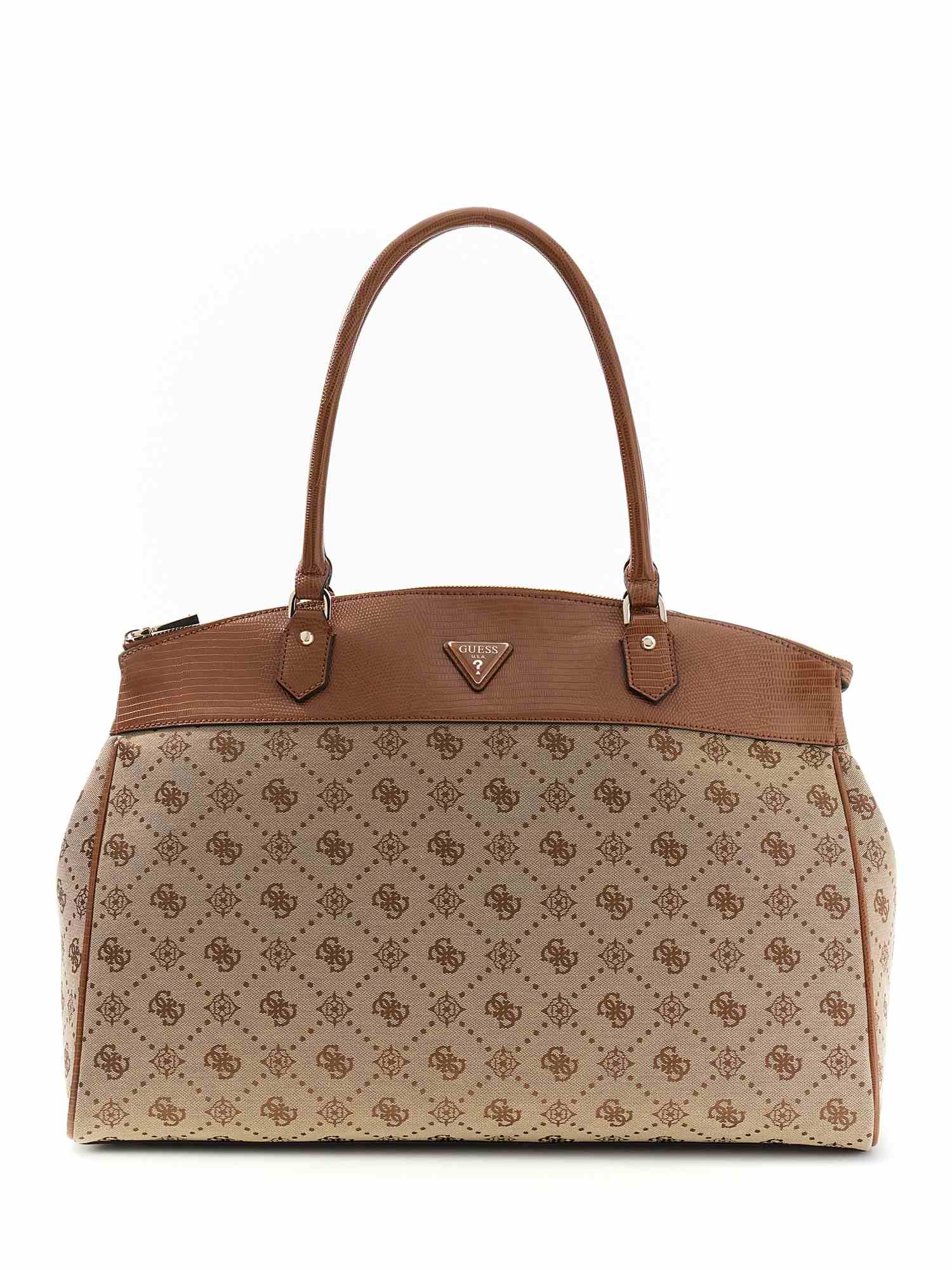 Guess Brown Polyester Logo Women Tote Bag