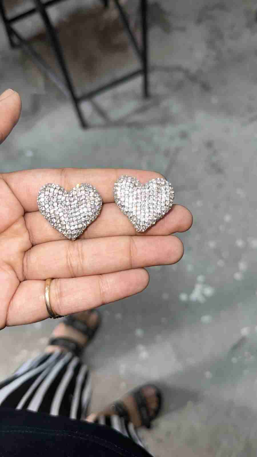 Silver heart studs