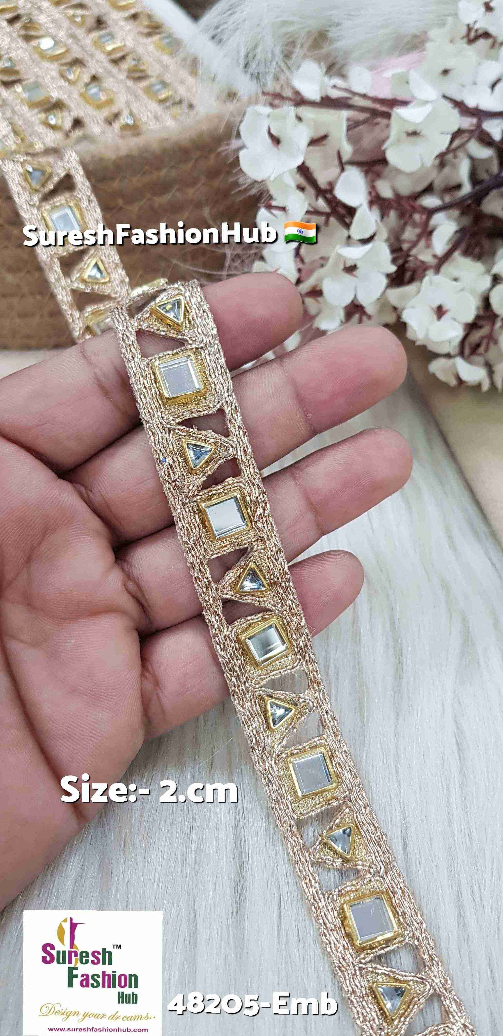 Rose Kundan Border Lace