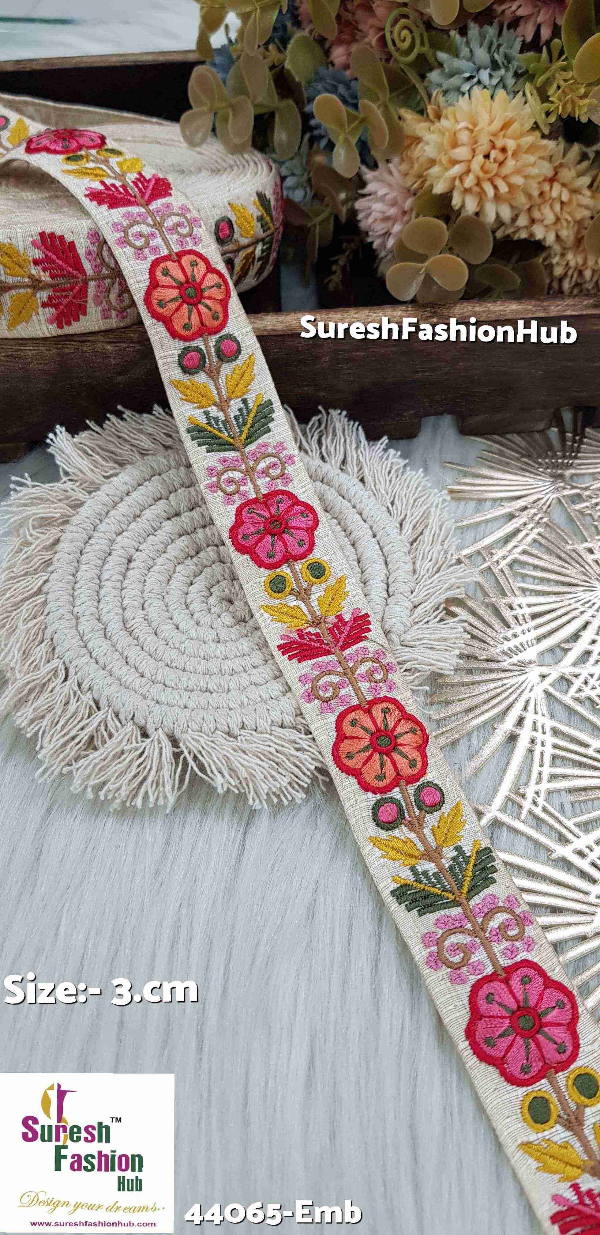 Multicolor Thread  White Off Embroidered Lace Fabric