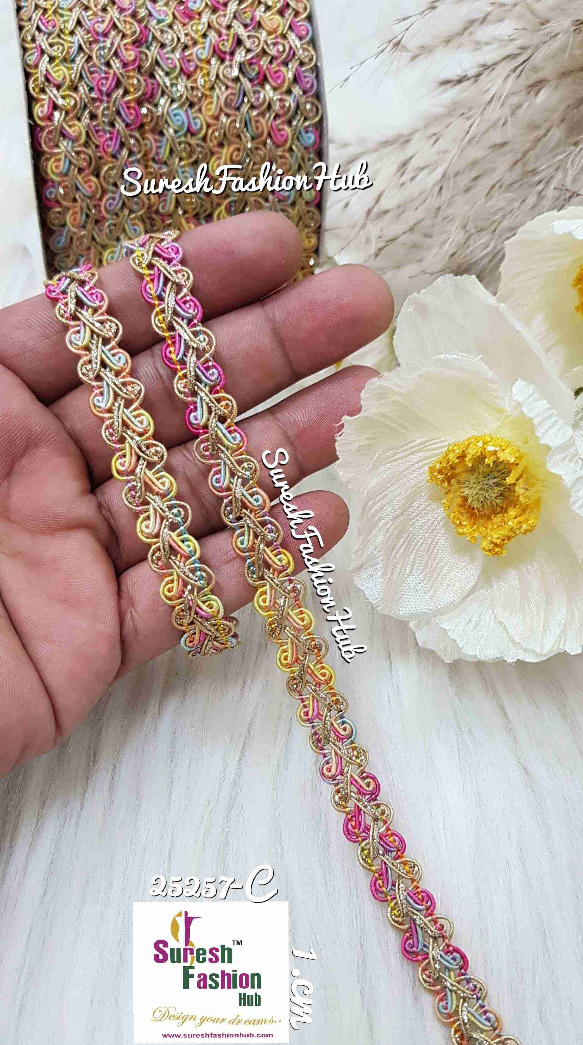 Pastel Intertwined Mix Designer Trim Unisex Fashion Accessories by