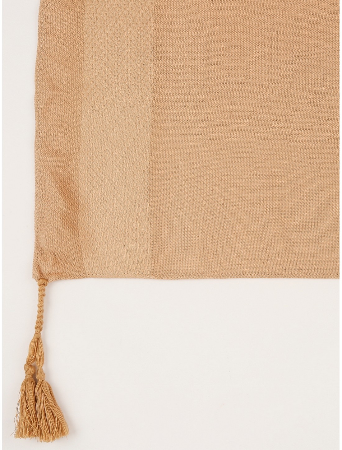 Get Wrapped | Get Wrapped Beige Dobby Border Scarf with Tassel for Women 2