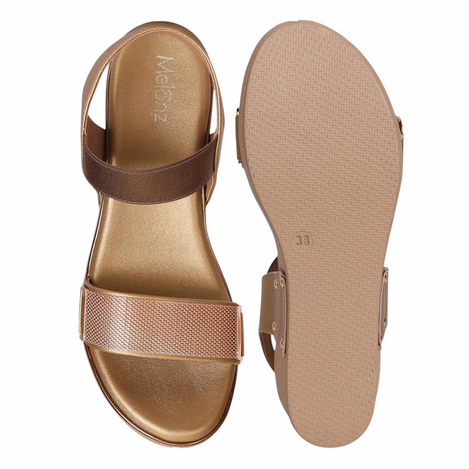 Women Antique Shimmer Mesh Wedge Flats