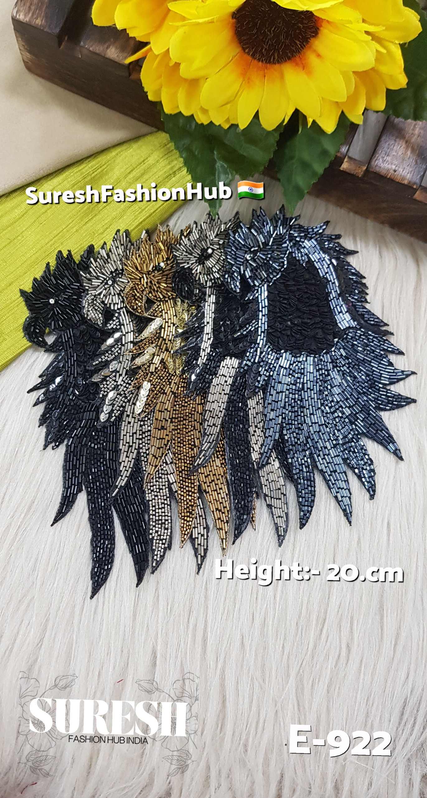 E-922 Antique Gold Handmade Eagle Patch