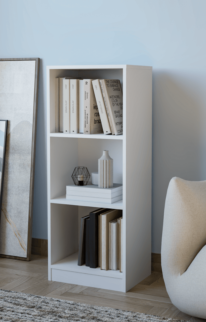Whitman Open Bookshelf (3 Compartments)- White Finish