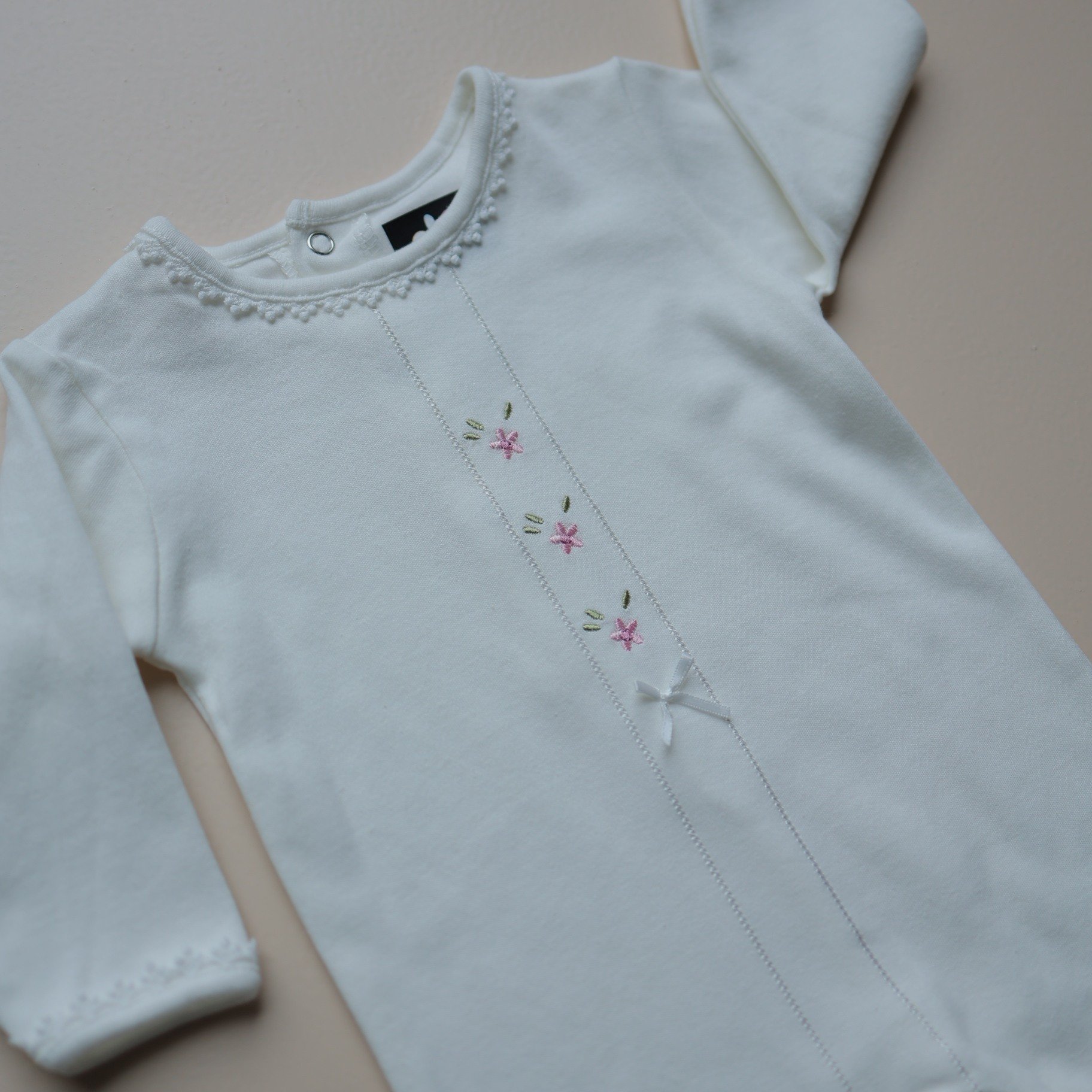 Blush Bloom Lace Baby Romper
