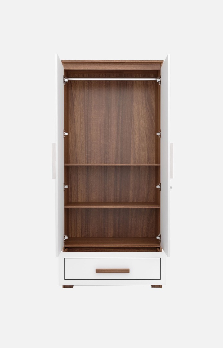 Amber Delight 2 Door Wardrobe/Space & Clothes Organizer/Cupboard/Almari for Multipurpose Use, Home/Kitchen/Office/Living Room with Drawer - Leon Teak Finish