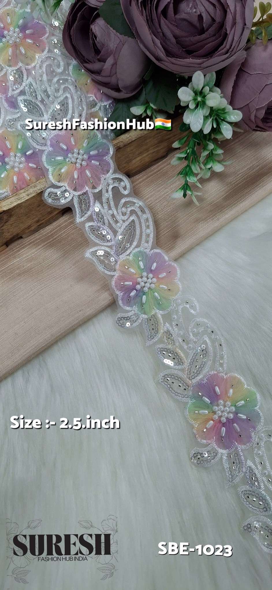Sequin Petal Harmony Imported Organza Lace – SBE-1023
