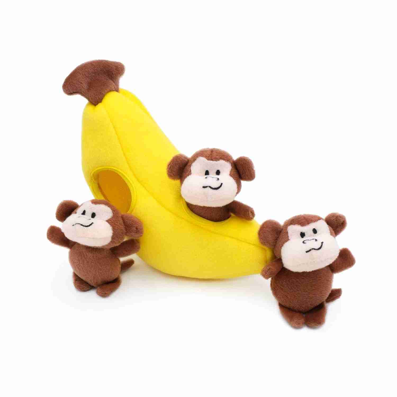 Zippy Paws Zippy Burrow Monkey 'n Banana Plush Toy for Dogs