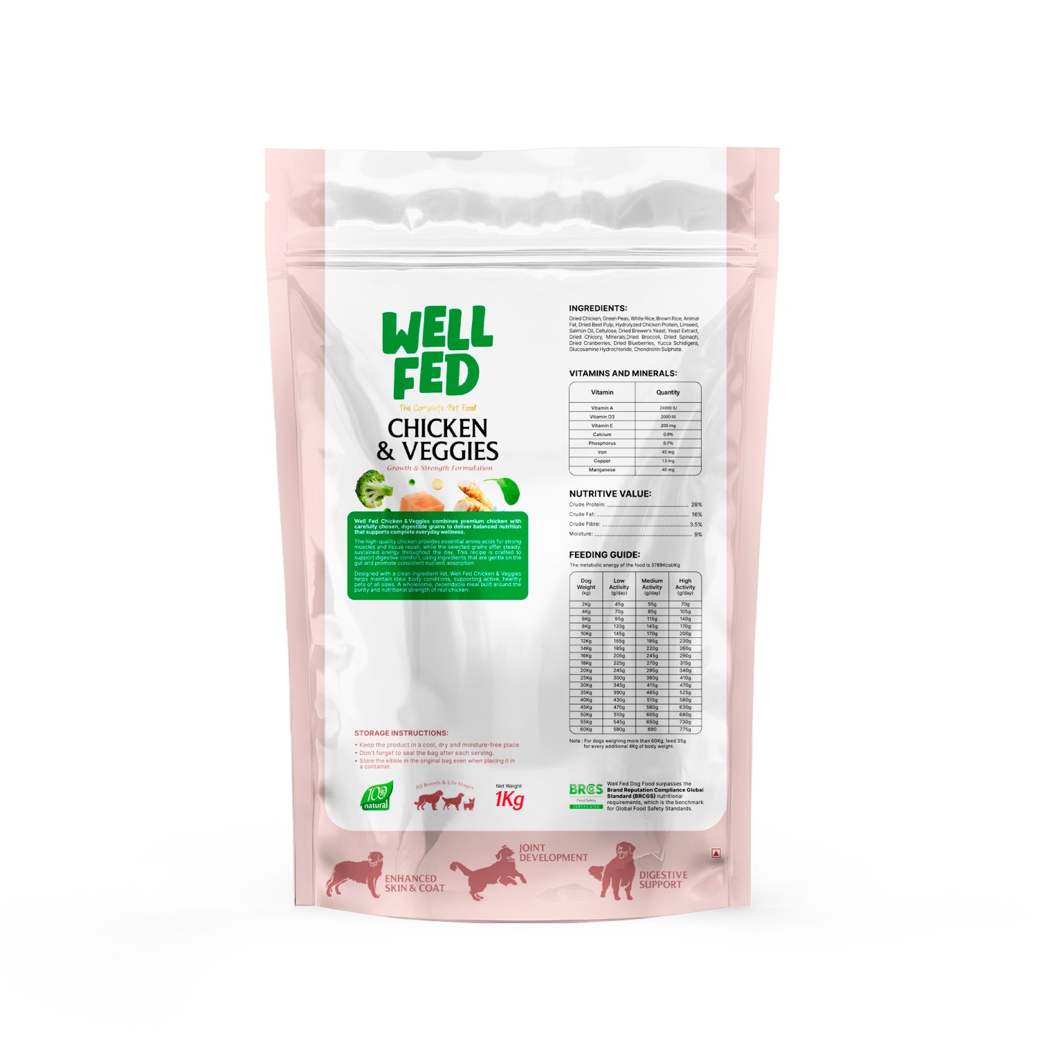 Well Fed Beneficial Grain Chicken and Veggies Dry Food for Dogs