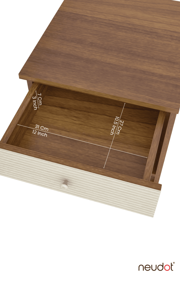 Wave Bedside Table - Leon Teak Finish