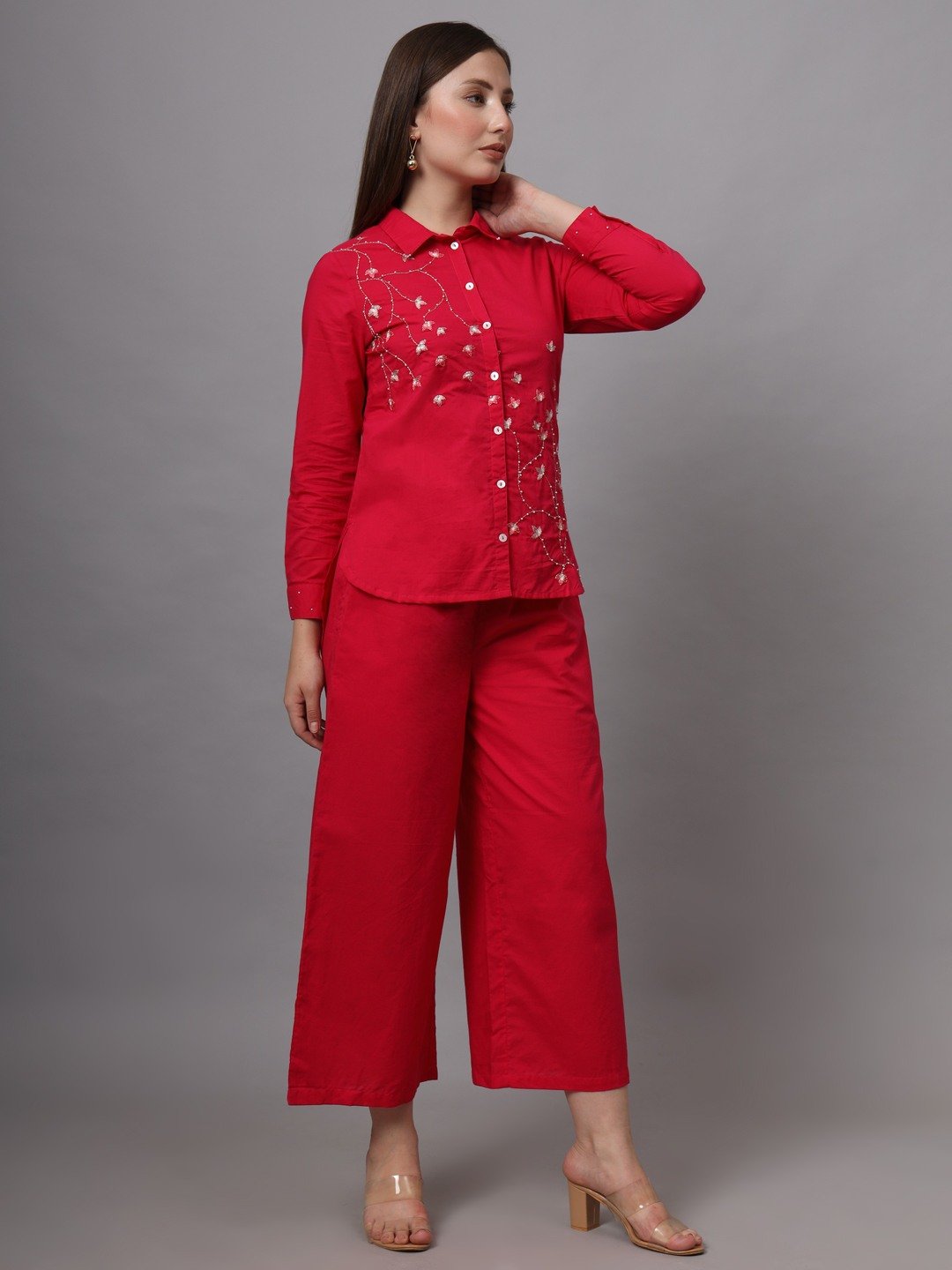 PINK COTTON EMBROIDERED CO-ORD SET