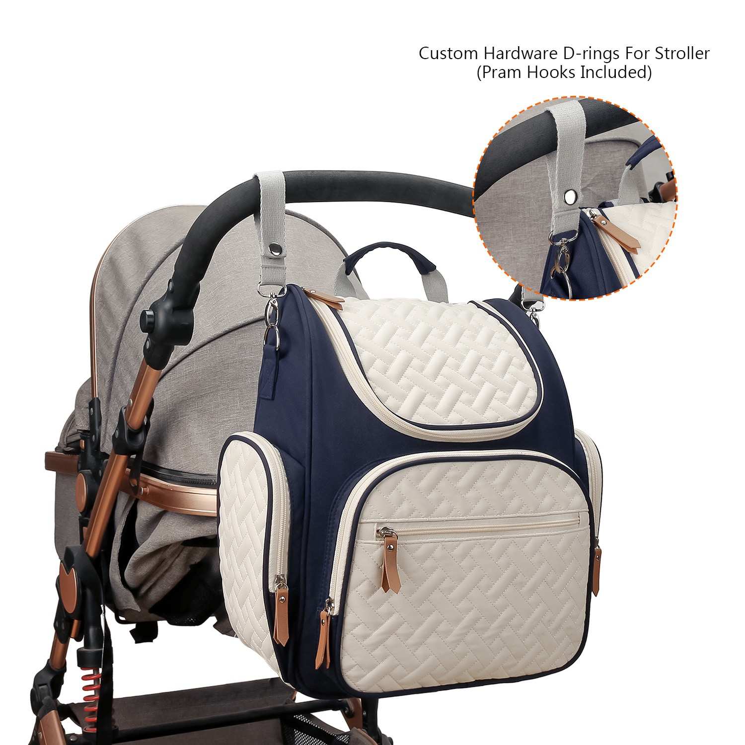 Nautical Chic Quilted Diaper Backpack