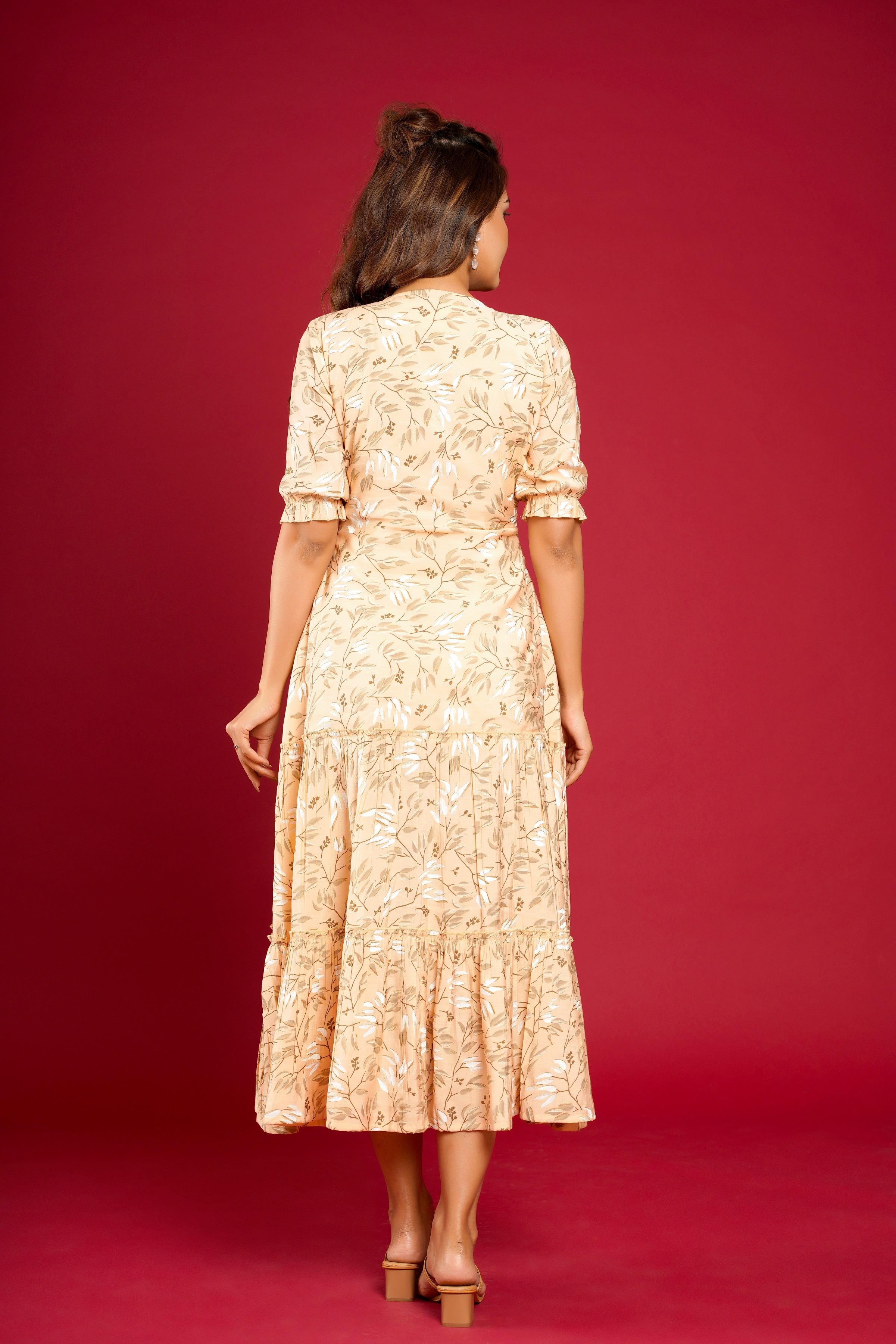 PEACH FLOWER DRESS