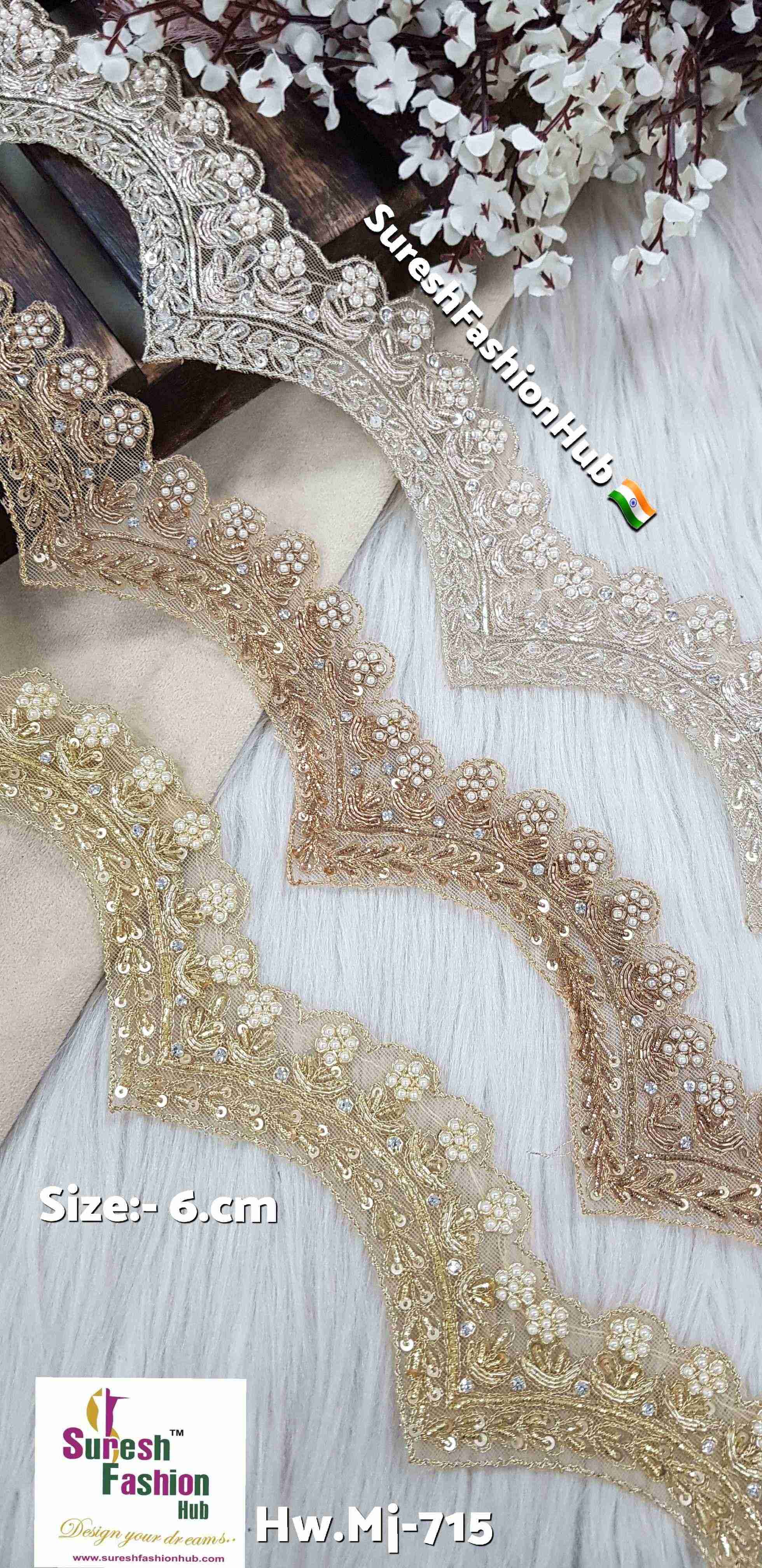 Golden Bloom Scalloped Zardosi Lace