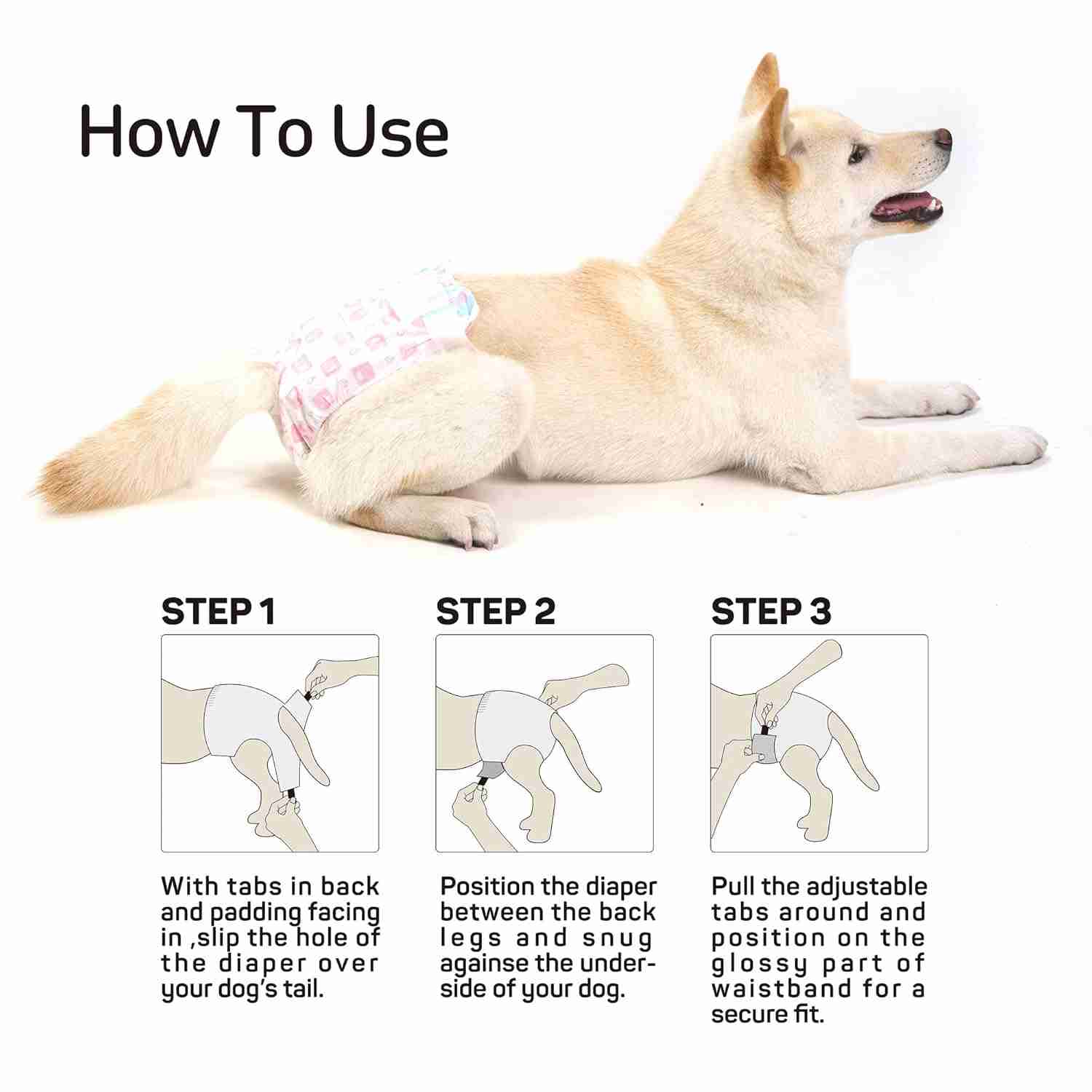FOFOS Diaper Male Dog Medium 10Pcs (Waist Size 24-41cm)