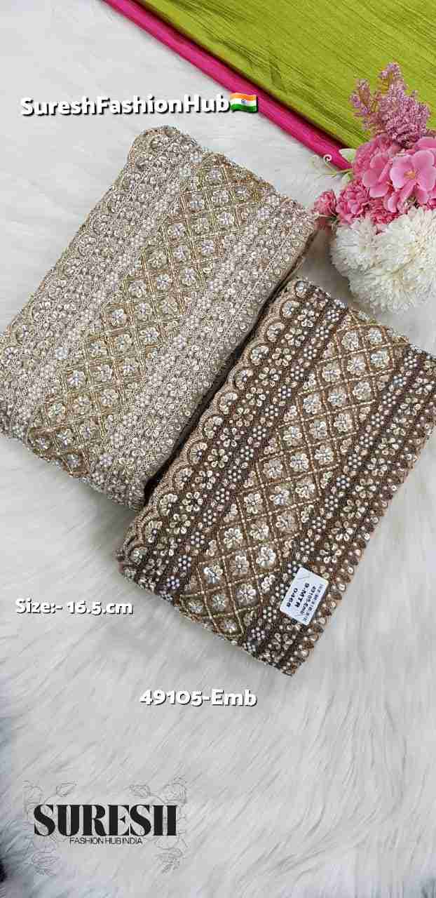 Matt Floral Cutdana Handwork Net Border – 49105-Emb