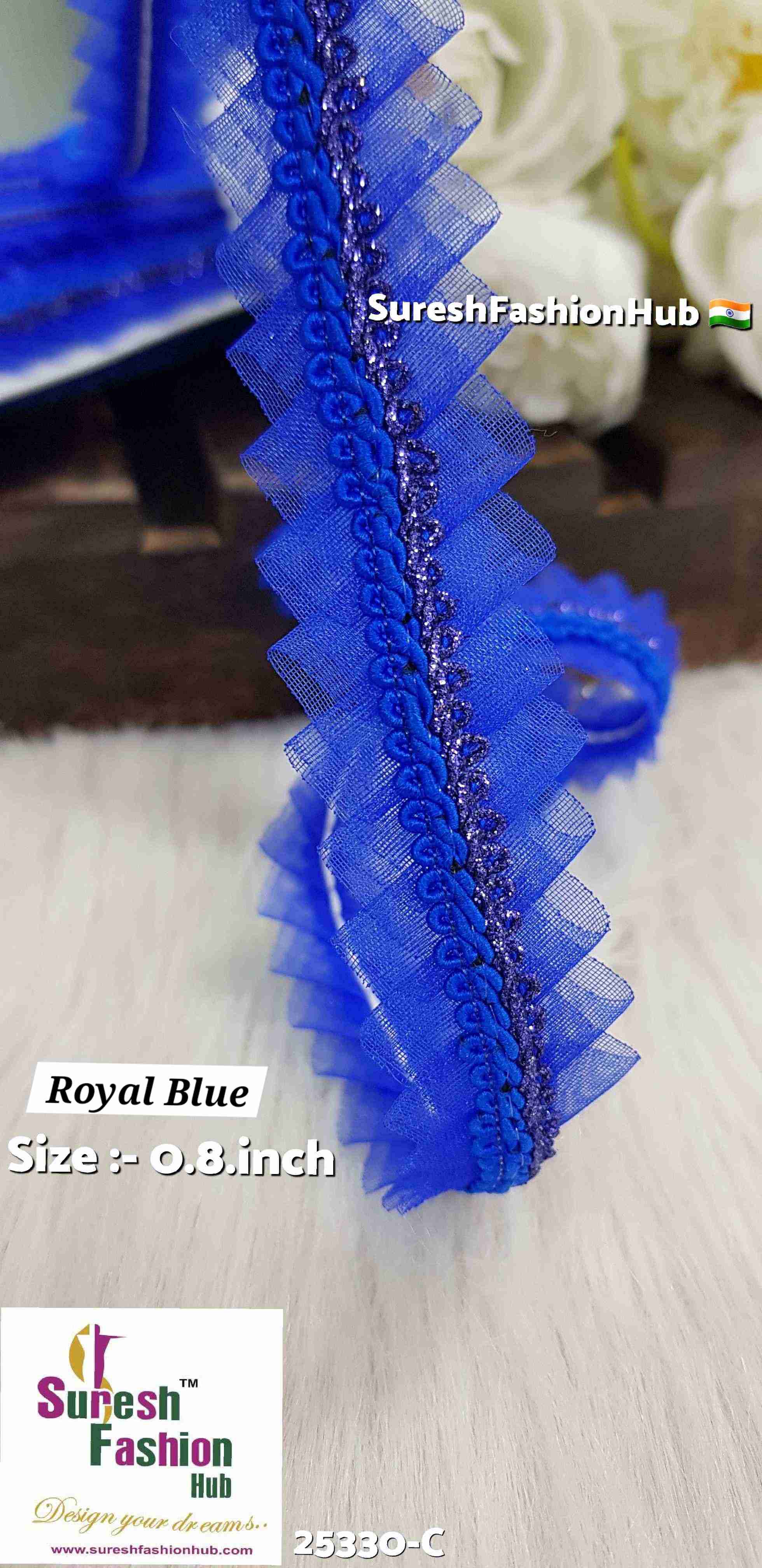 Royal Blue  Jhalar Organza Lace