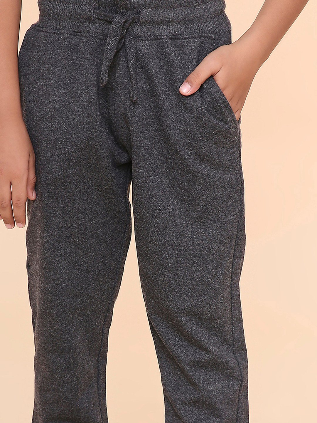 Boys Solid Sweatpant-Charcoal Melange