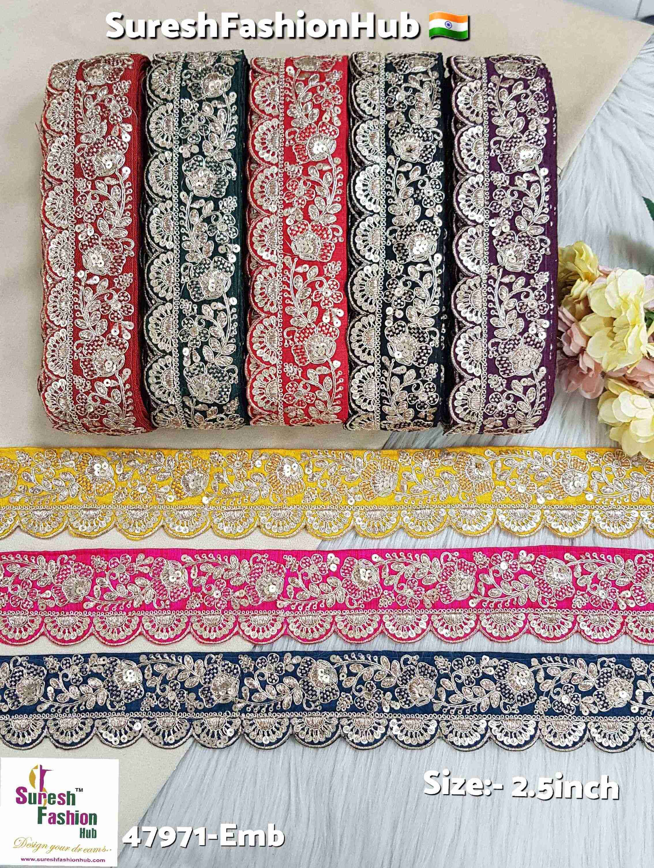  Majenta Pearl Scallop Embroidery Lace