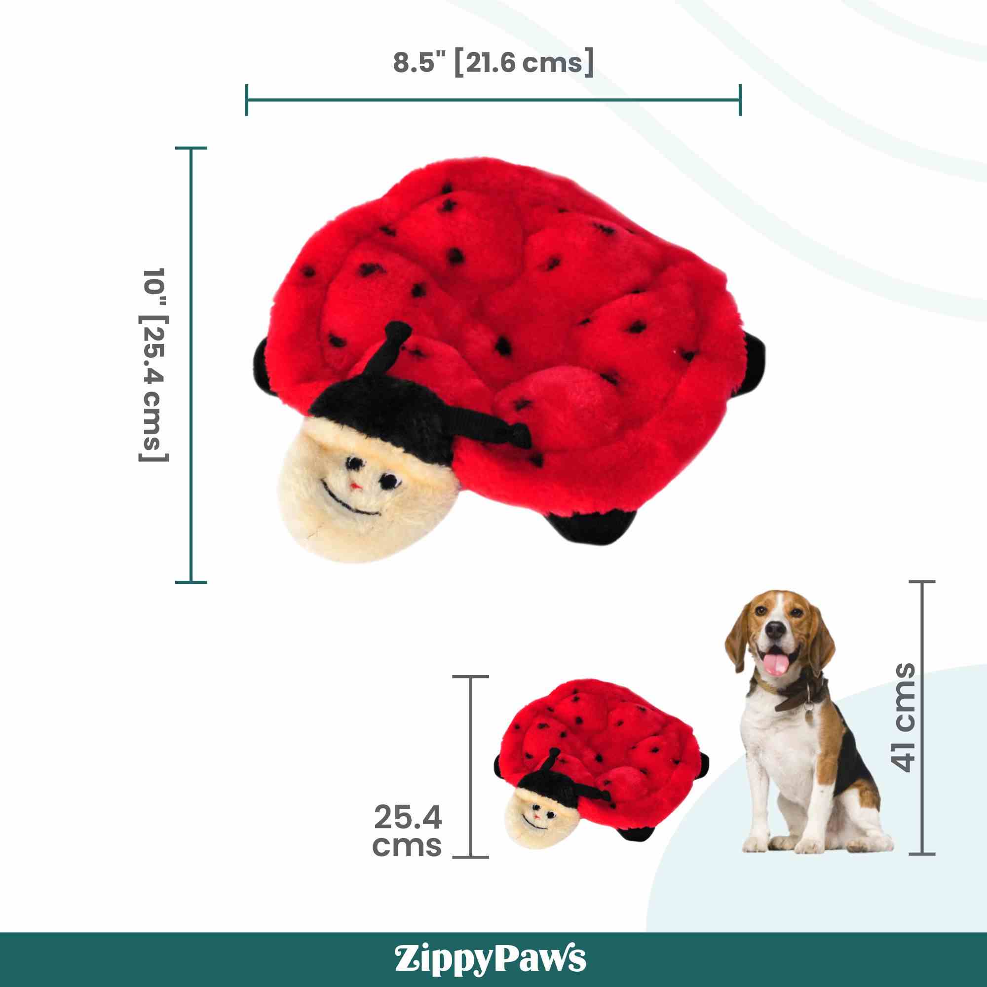 Zippy Paws Squeakie Crawler Betsey the Ladybug Plush Toy for Dogs