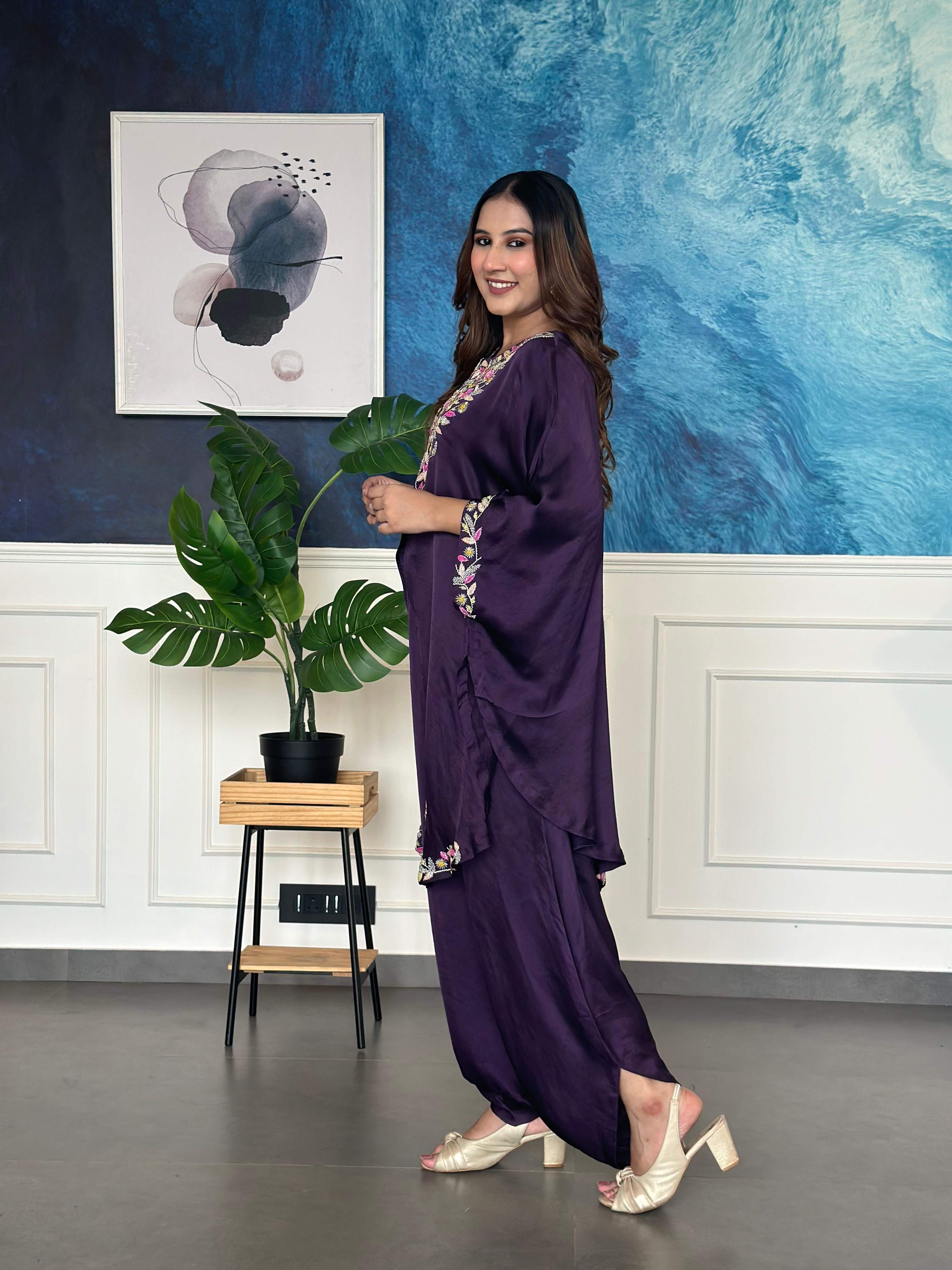 Violet Dhoti Style Layered Jumpsuit
