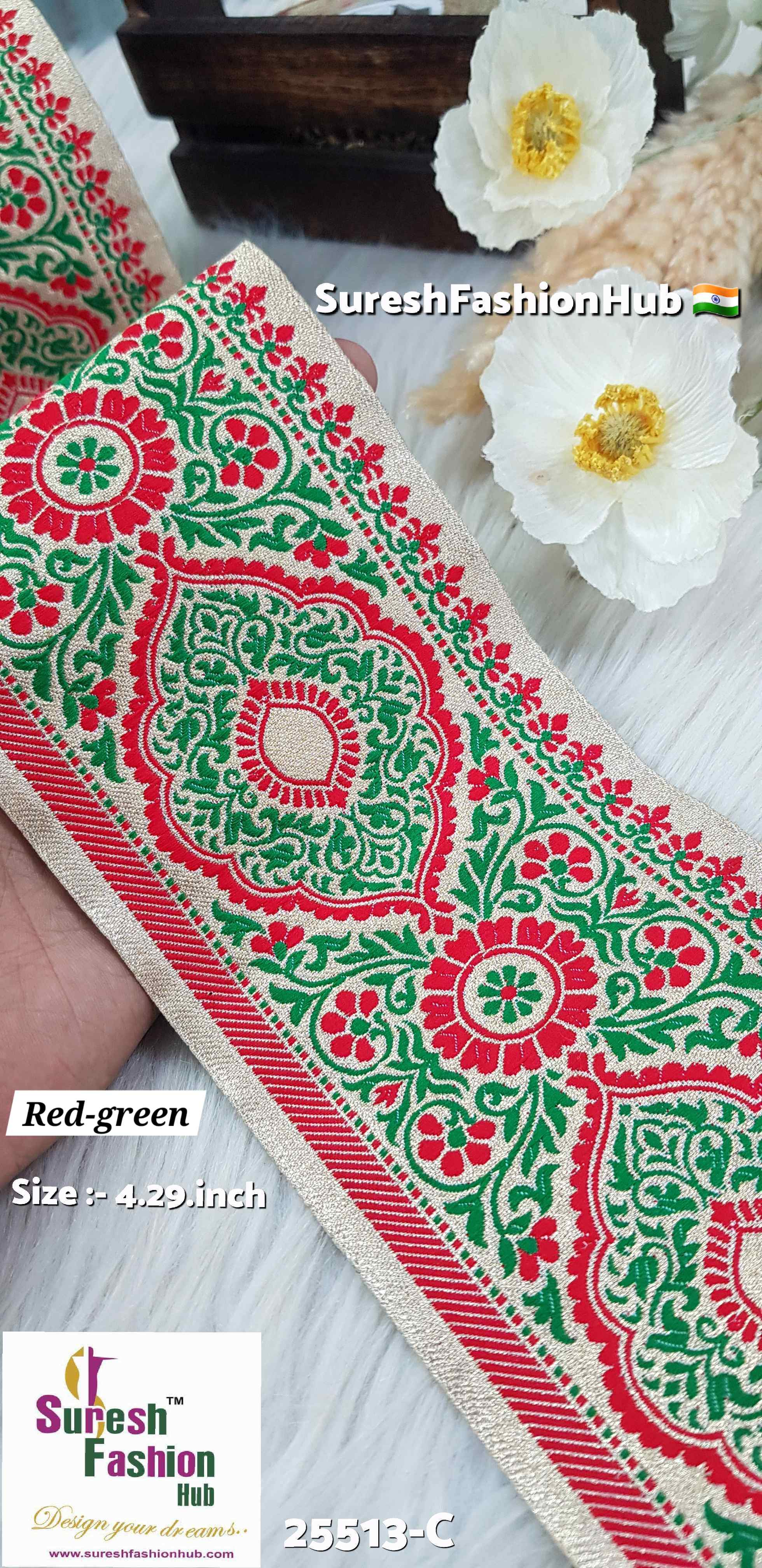 Certainly! Here are some ALT text suggestions that incorporate a variety of keywords to help improve your visibility on Google: 1. "Navratri Banarasi Laces - Traditional Indian Festive Laces" 2. "Golden Silver Banarasi Lace - Elegant Metallic Trims for Garments" 3. "Cutwork Banarasi Laces - Intricate Openwork Designs"