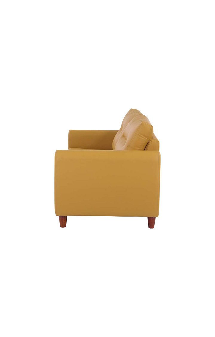 neudot Scott Sofa for Living Room |3 Persons Sofa|Premium Leatherette with Cushioned Armrest | Solid Wood Frame|3 Seater in Husky Yellow Color