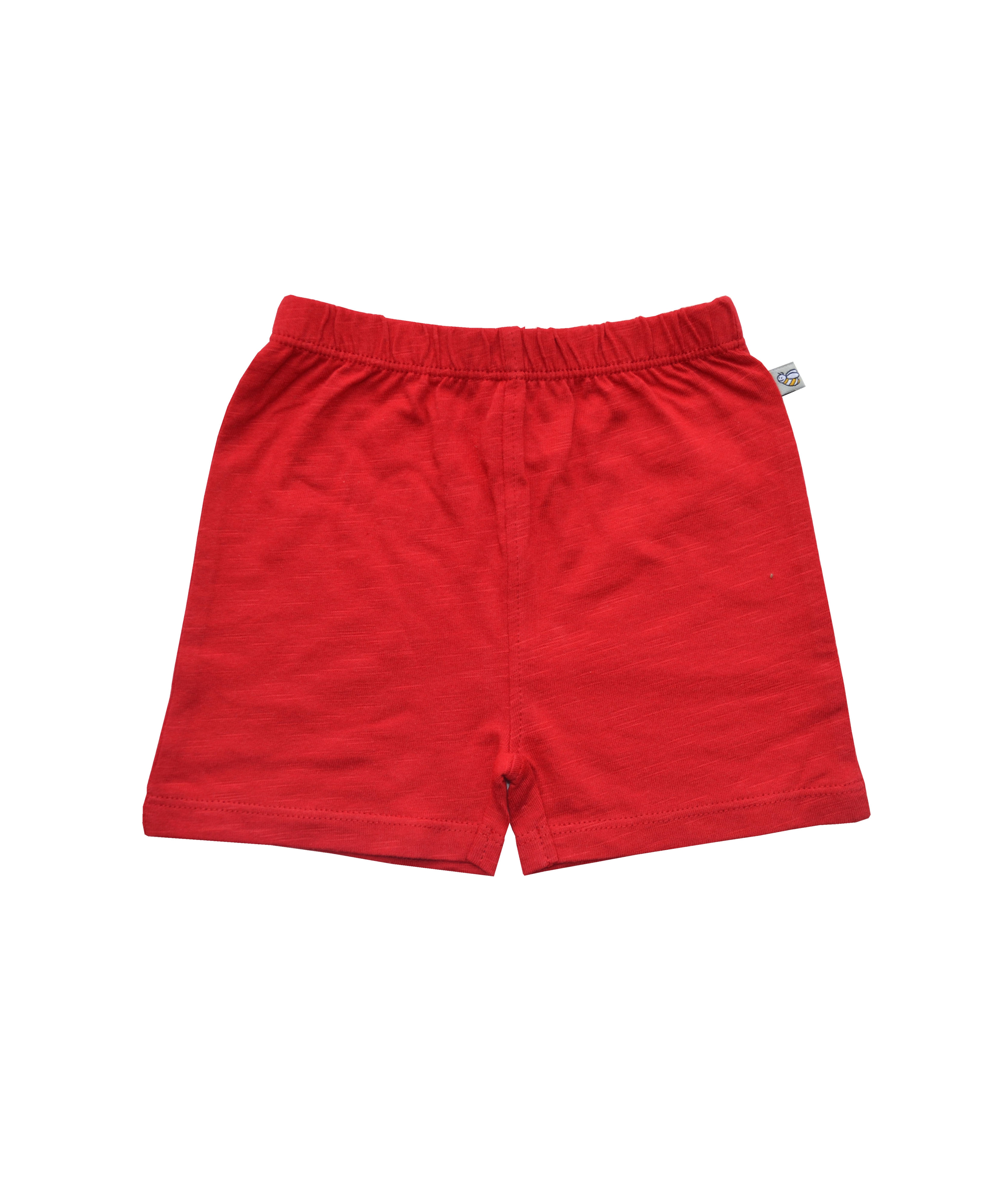 Babeez | Red Boys Shorts (100% Cotton Slub Jersey) undefined