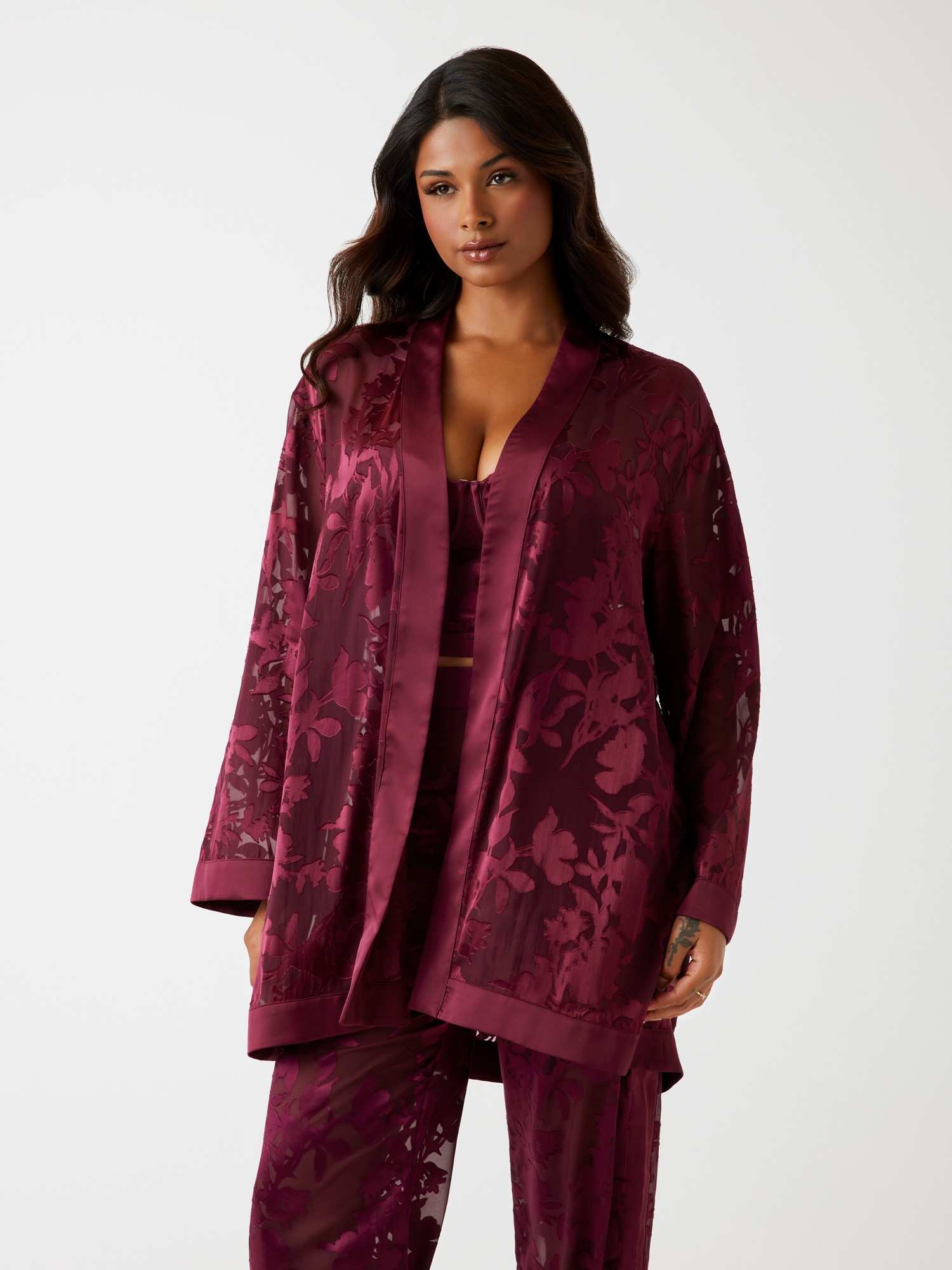 Guess Purple Polyamide Solid Women Kimona/ Shurg