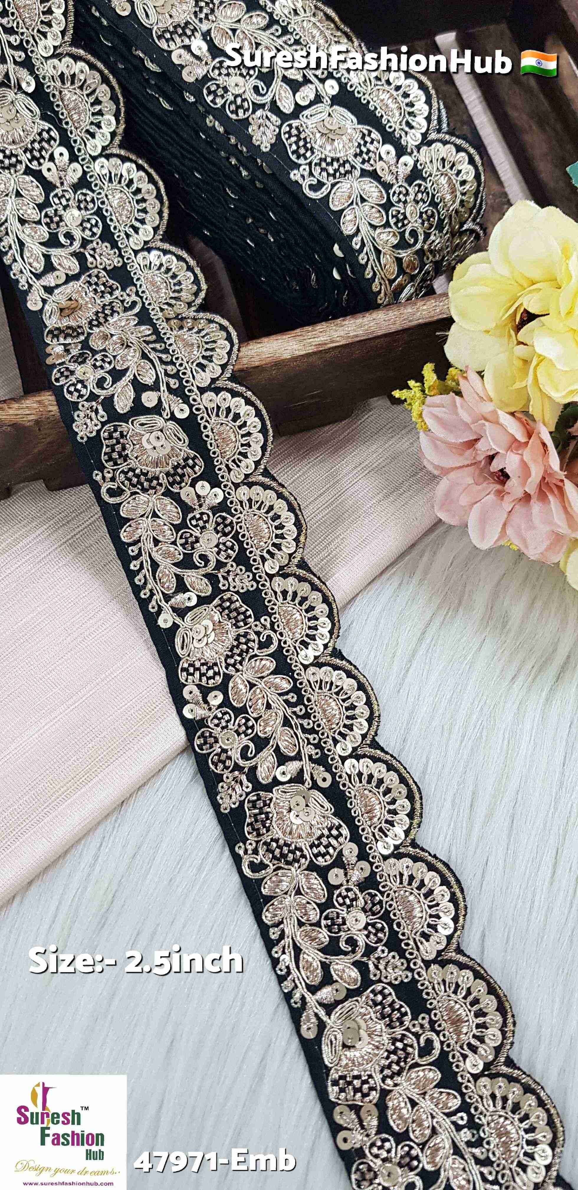 Black Pearl Scallop Embroidery Lace