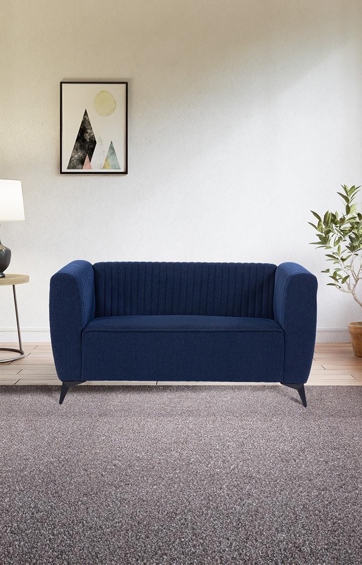 neudot Diva Sofa for Living Room |2 Persons Sofa|Premium Fabric with Cushioned Armrest | Solid Wood Frame|2 Seater in Cobalt Blue Color