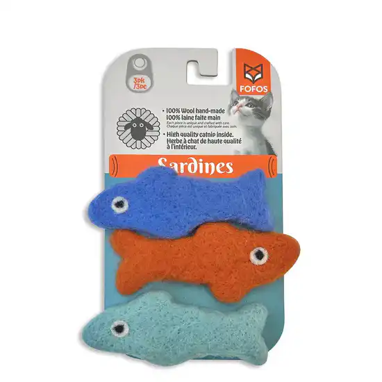 Fofos Sardine Fish Filled with Catnip, Pack of 3
