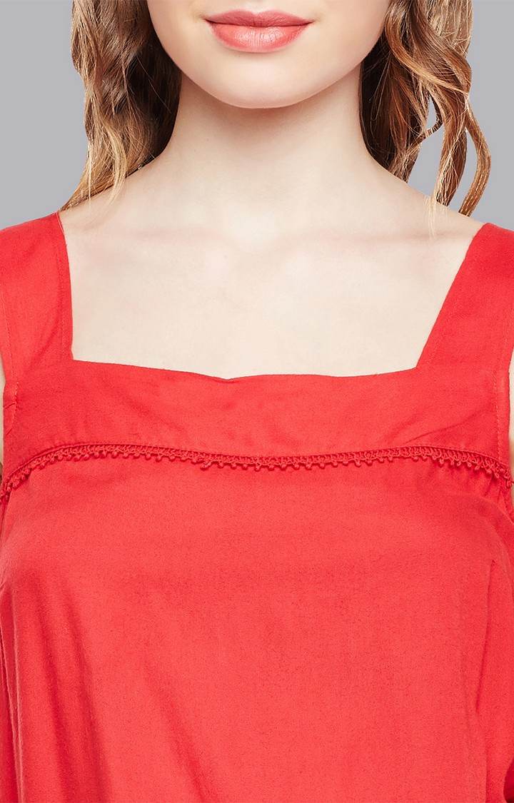 Oxblood Lace Tie Detail Top