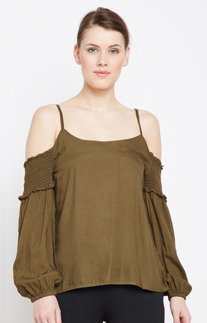 oxolloxo | Khaki Tone Strap Detail Top