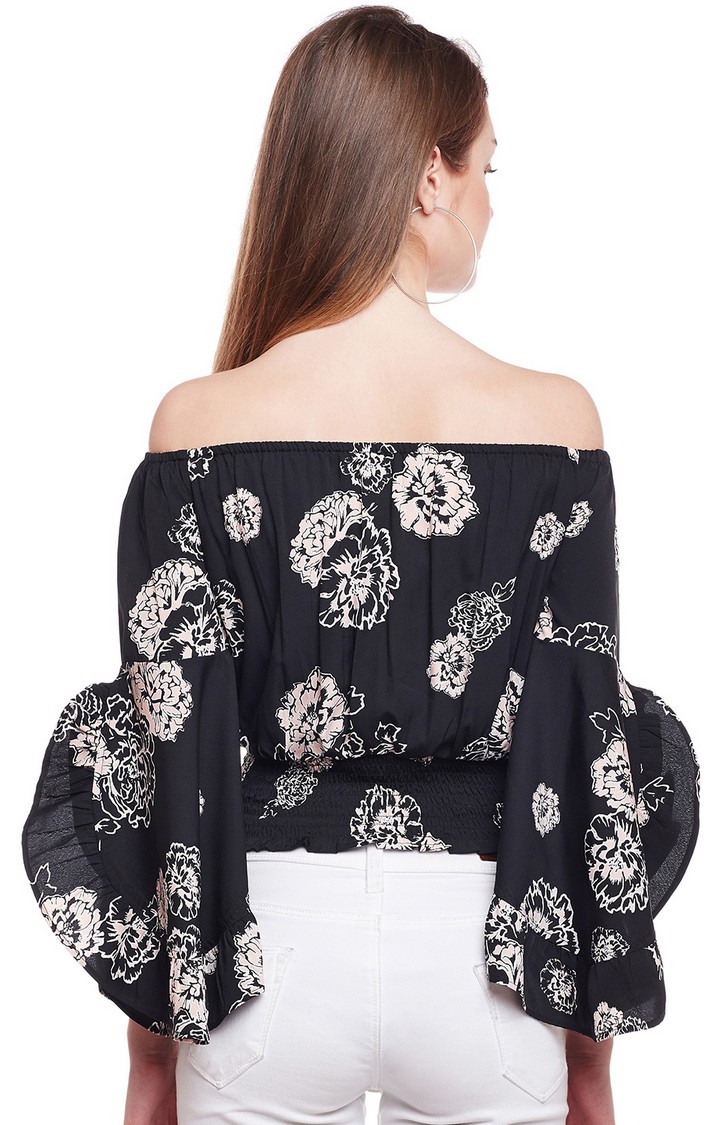 Black & White Floral Off Shoulder Top