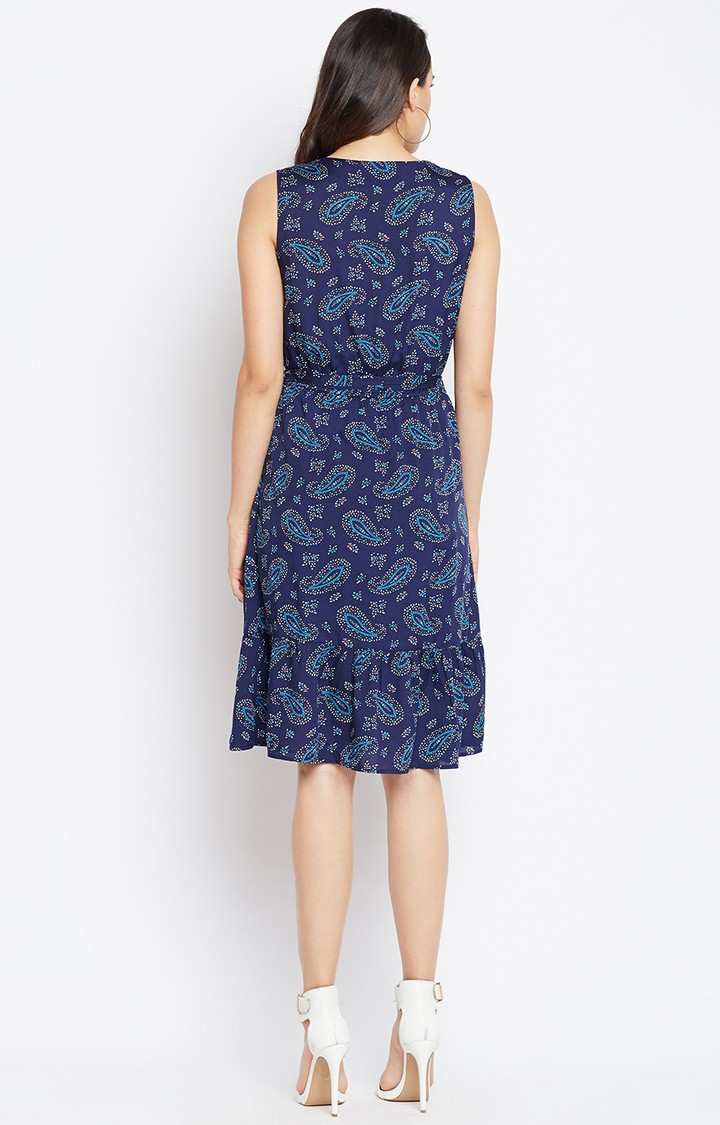 Motif Printed Stylised A-Line Dress