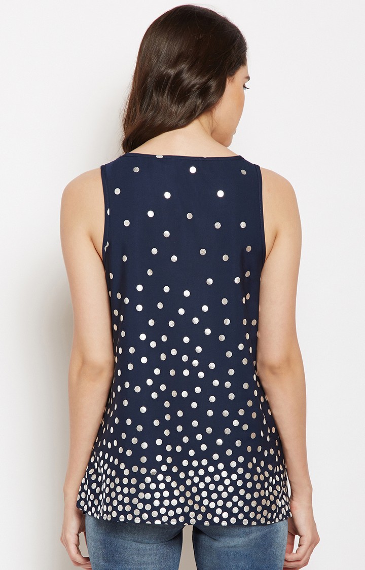 Scattered Polka Printed Sleeveles Top