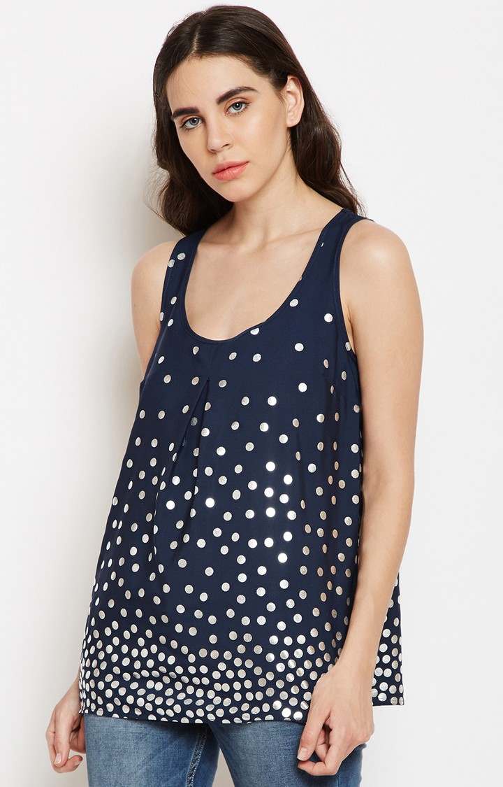 Scattered Polka Printed Sleeveles Top