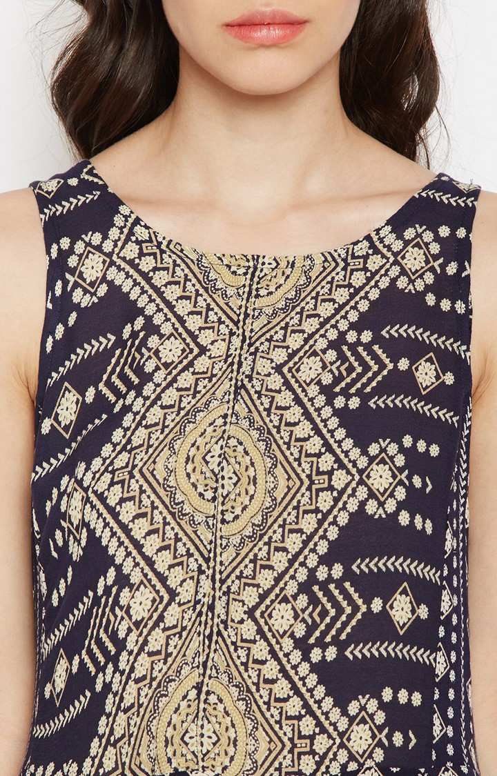 Abstart Printed Sleeveless Tassel Dress