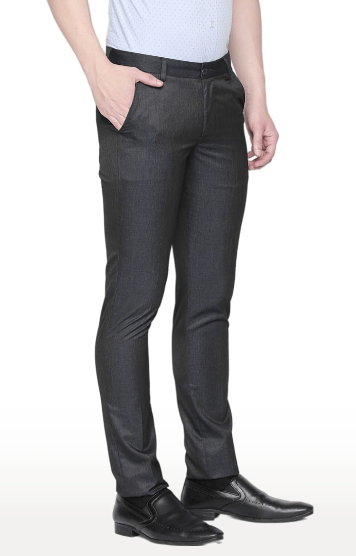 SOLEMIO | Men's Grey Polycotton Textured Formal Trousers 3
