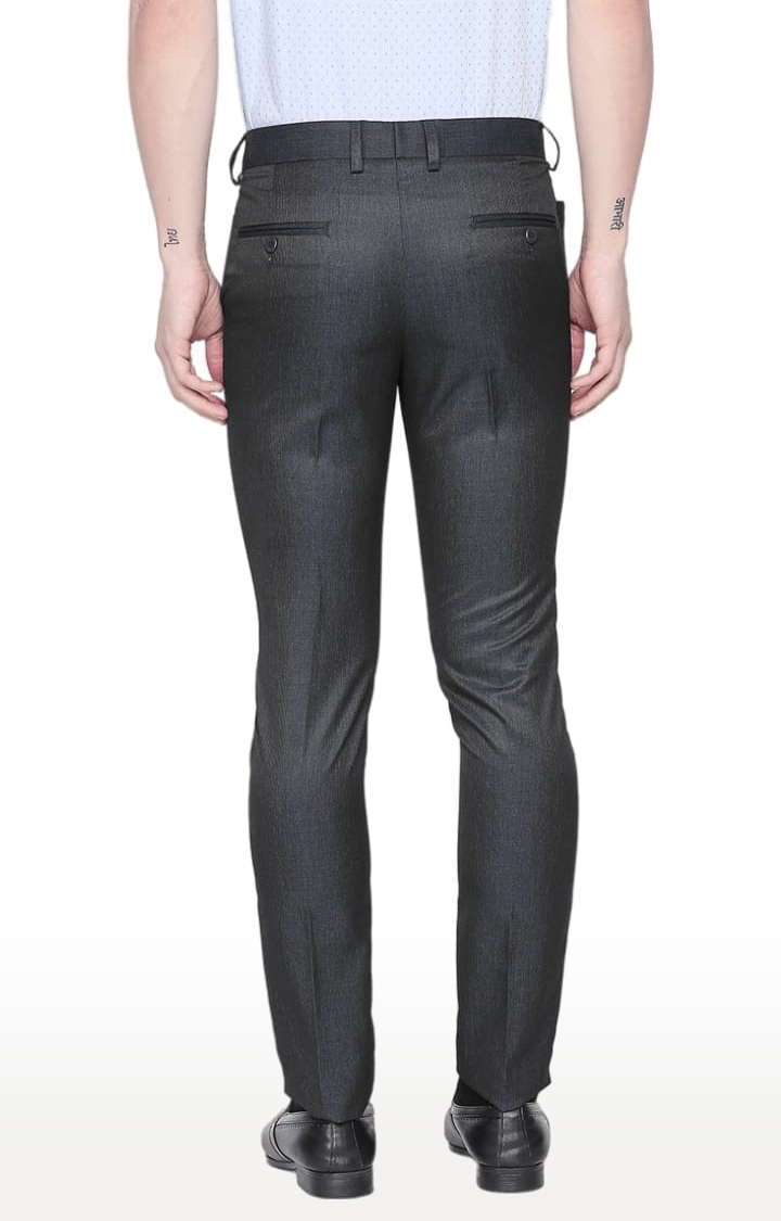 SOLEMIO | Men's Grey Polycotton Textured Formal Trousers 4