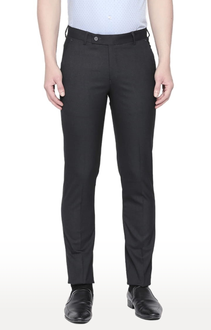 SOLEMIO | Men's Black Polycotton Solid Formal Trousers 0